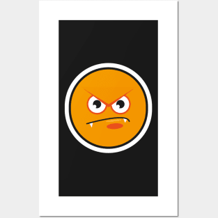 angry orange emoji face Posters and Art